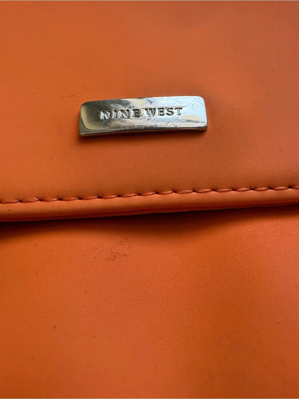 Nine West Orange Crossbody with Metal Logo Plaque